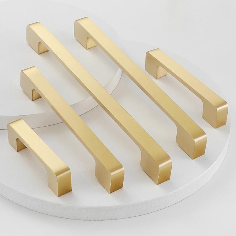 Brass Cabinet Drawer Handle Long Square Furniture Decorative Handle Cupboard Pulls Furniture Decoration Hardware