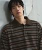 DRAW FIT Multi-Stripe Broad Pique T-Shirt [Dark Brown]