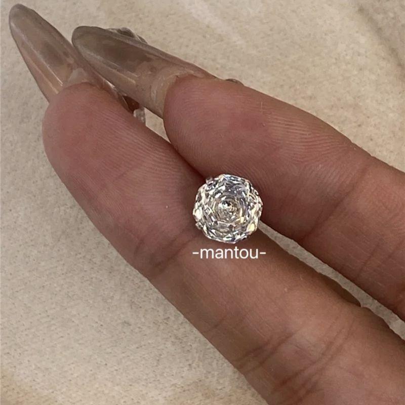 

Rudie in the Wild 8mm Millennium Rose Cut Ear Studs Exquisite and Versatile Ear Bone Stud Summer Super Flash Titanium Steel Ear Ear Bone Pin 8mm Millennium Rose [White Snow Mountain]