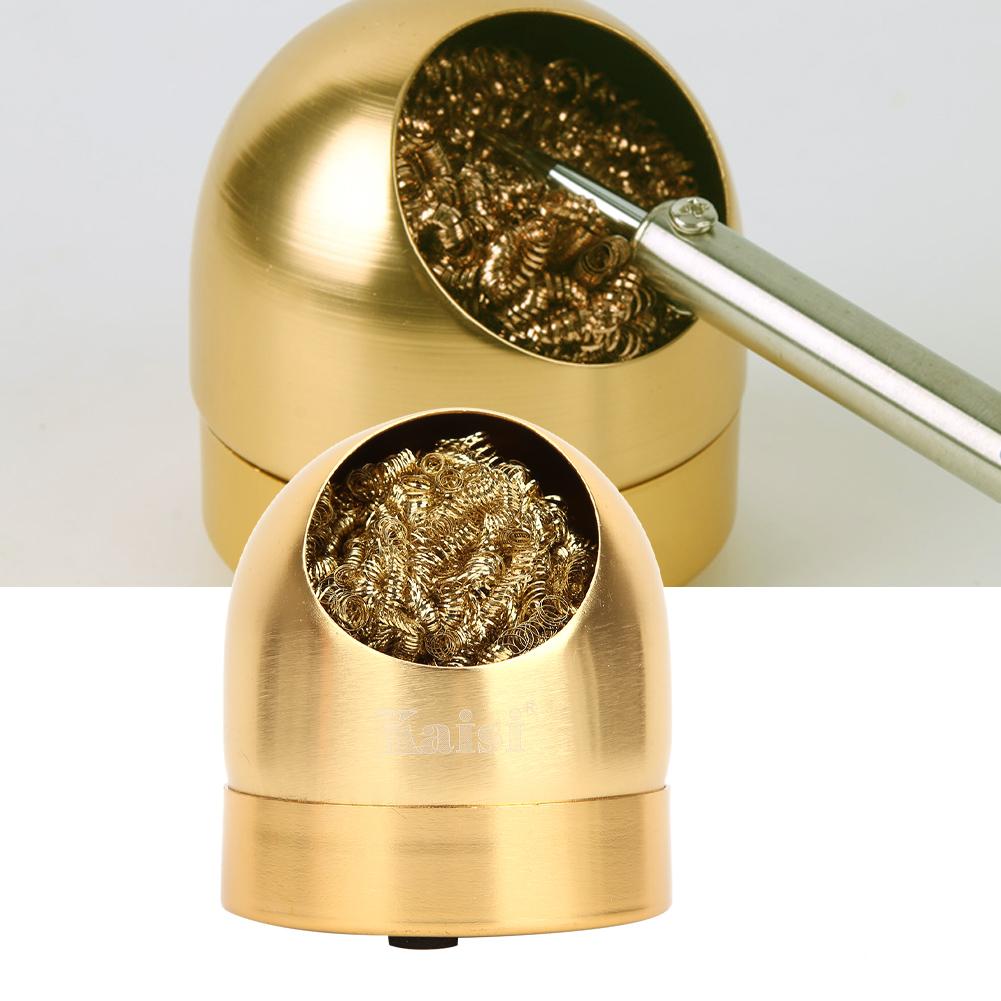 Solder Gun Tip Cleaner Wire Ball Soldering Iron Cleaning Ball Holder Base StandGold