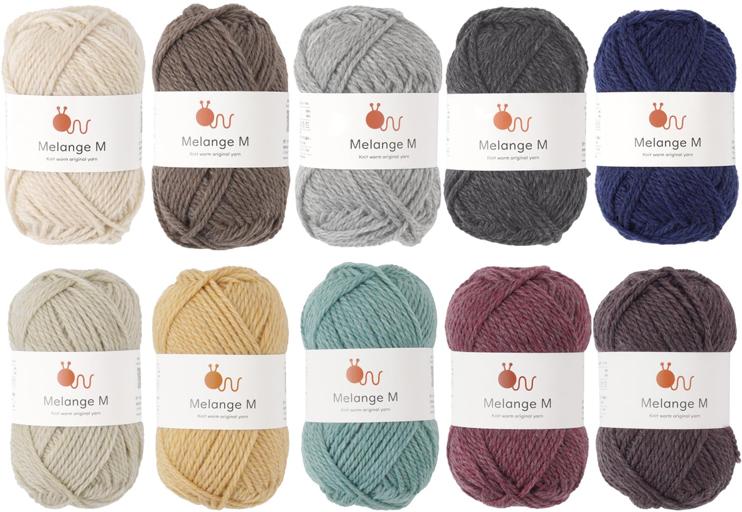 

Пряжа из необработанной шерсти «Вязальный червь» Набор из 10 мотков Меланж М Средний Меланж Средневесовая Шерсть Акрил 60% 40% (31.Ассортимент 3)