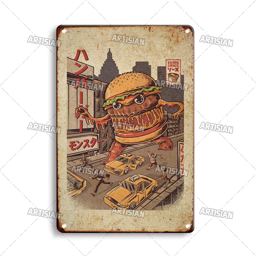 Japanese Comics Metal Poster Food Metal Tin Sign Wall Plate Kitchen Man Cave Cafe Metal Plaque Rusty Industrial Decor