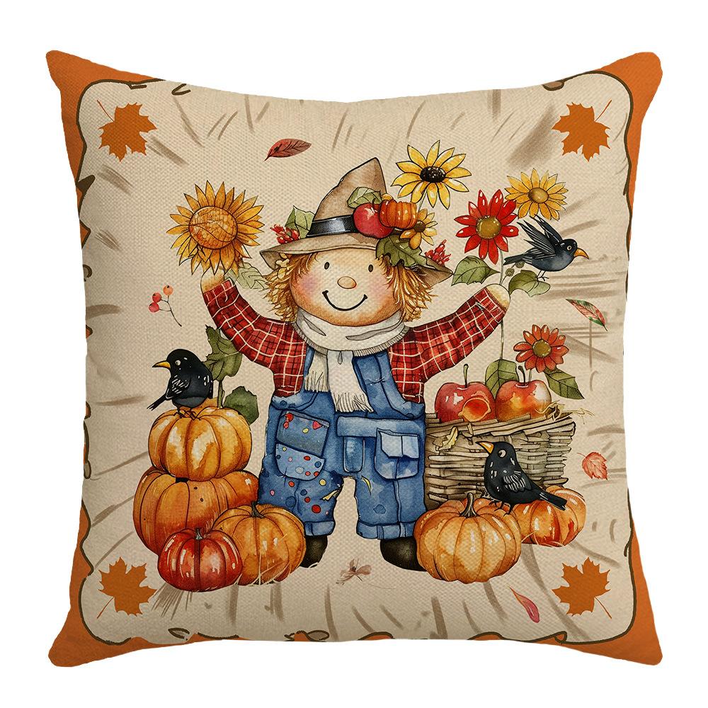New Thanksgiving Autumn Cushion Pumpkin Maple Leaf Letter Print Sofa Cushion Cover Cushion Decoration