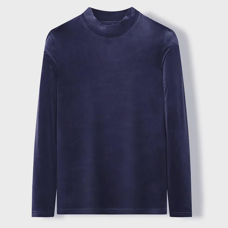 Ανδρική Χρυσή Βελούδινη Μπλούζα με Μισό Ψηλό Γιακά και Μακρύ Μανίκι για Φθινόπωρο/Χειμώνα 2022