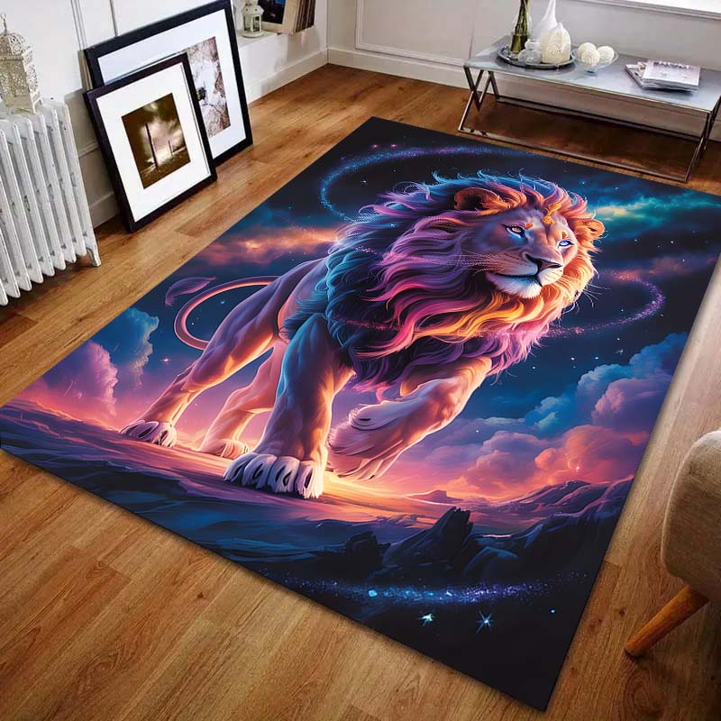 Multiple Sizes Colorful Lion Galaxy Dreamy Carpet for Living Room Bedroom Sofa Home Decor Rus Non-slip Floor Mat Luxury Gift