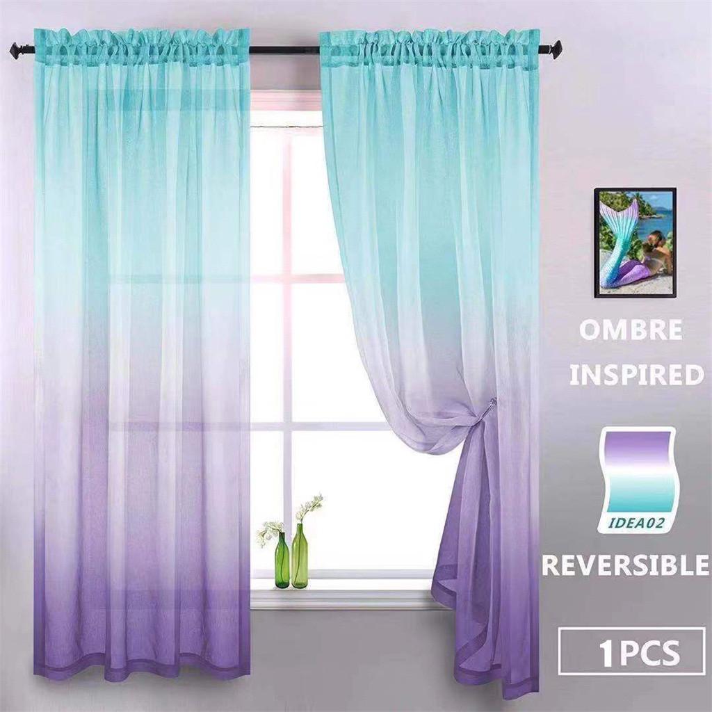 Gradient Color Tulle Door Window Curtain Drape Panel Sheer Scarf Valances 1PC