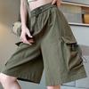 Women High Waist Cargo Shorts American Style Streetwear Summer Wide Leg Pants Fashion Female Big Pocket Loose Shorts