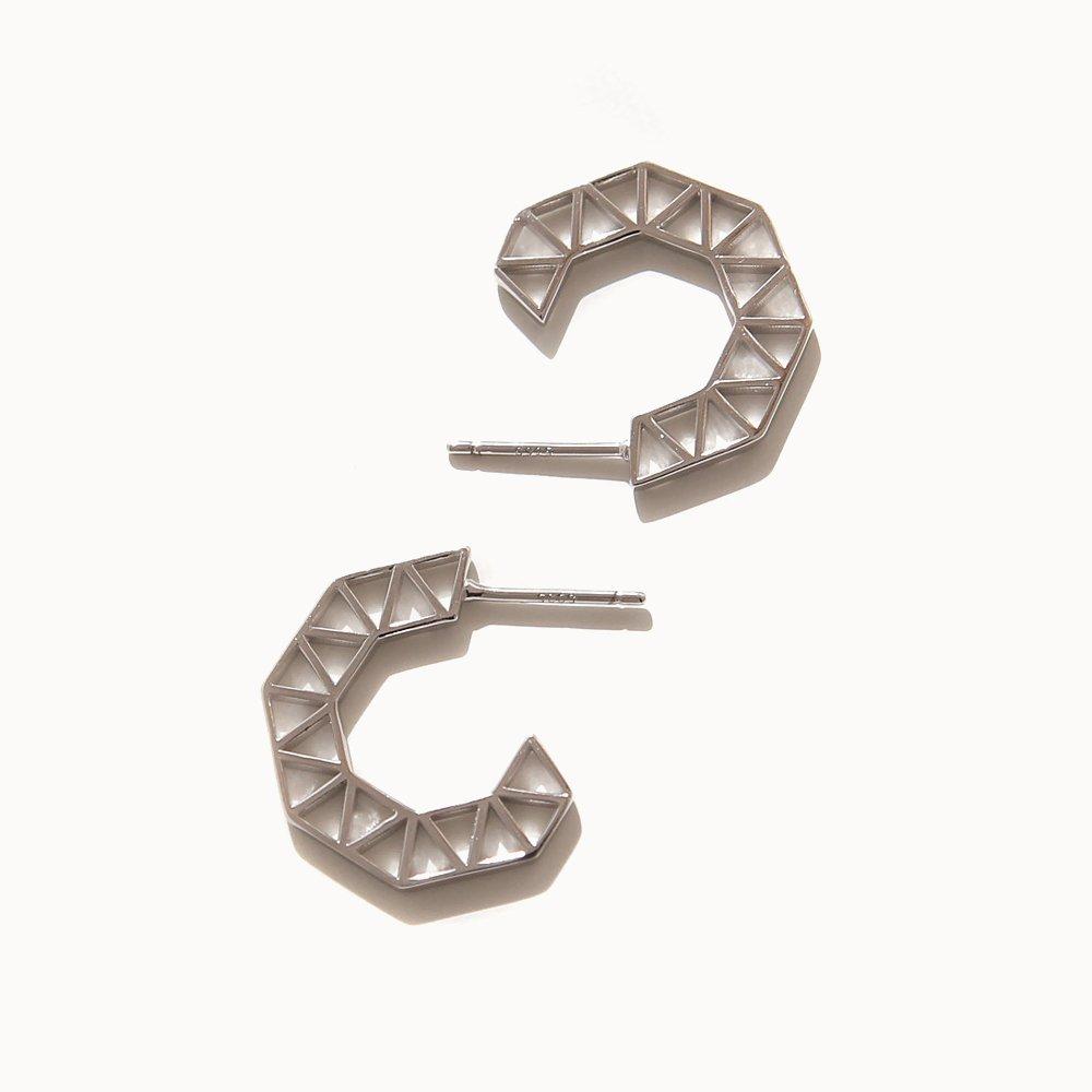 J.Lauren Silver Hexagon Silver Hoop Earrings M03628