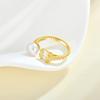 Gold Plated 925 Sterling Silver Open Adjustable Ring Freshwater Baguette Open Band Statement Ring for Women Fashion Jewelry