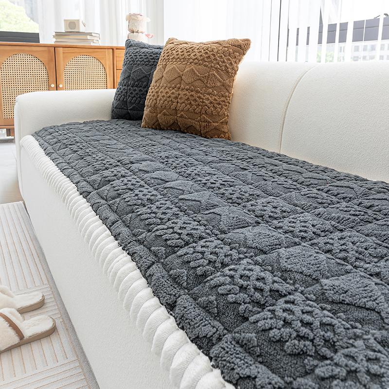 

1 шт. толстая плюшевая подушка для дивана, простой и современный пылезащитный чехол для дивана для украшения гостиной и спальни 70*150cm серый