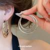 Silver Needle Multi-layer Round Earrings, Simple Temperament, Niche Design Stud Earrings, Light Luxury and High-end Earrings.