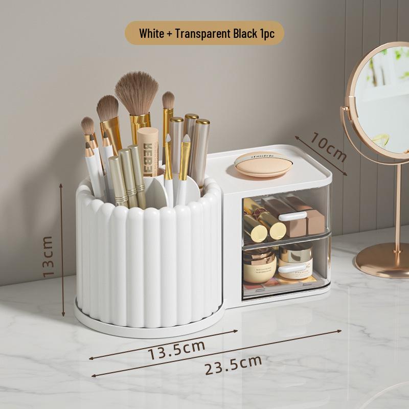 Rotating Light Luxury Skincare Organizer with Pen Holder