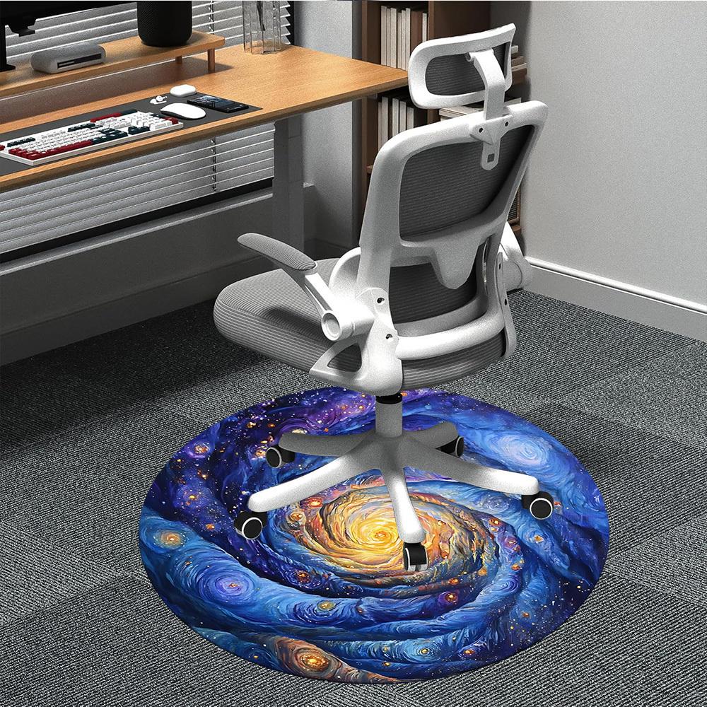 

1pc Galaxy Spiral Chair Carpet for Office, Soft, Non-Slip Polyester Mat, Office, Living Room, Bedroom, Durable Polyester yy251207118 80cm by 80cm