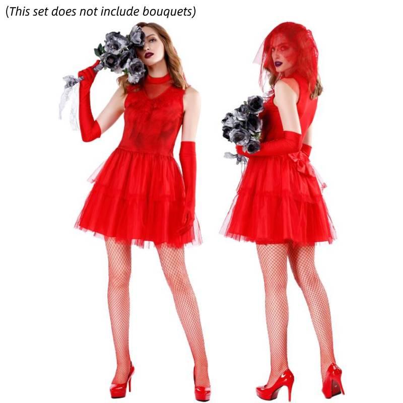 Adult Halloween Ghost Bride Costume In Red For Game Anime Cosplay