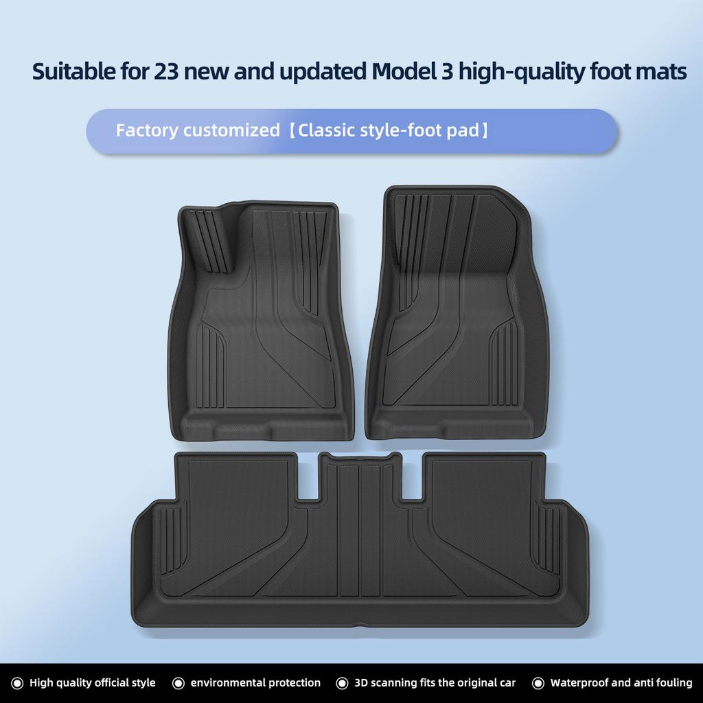 LUCKEASY for Tesla Model 3 Highland 2024 Car Floor Mats TPE 3D Foot Pad Waterproof All Weather Car Accessories Black