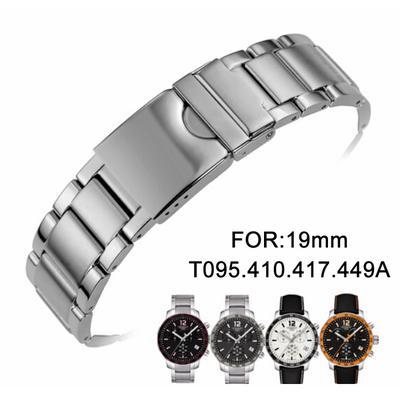 19mm QUICKSTER CHRONOGRAPH T095417A T095449A T095410A Ανταλλακτικά ρολογιού ρολόι αρσενική λωρίδα Συμπαγές βραχιόλι από ανοξείδωτο χάλυβα Πτυσσόμενο λουράκι πόρπης Για T095