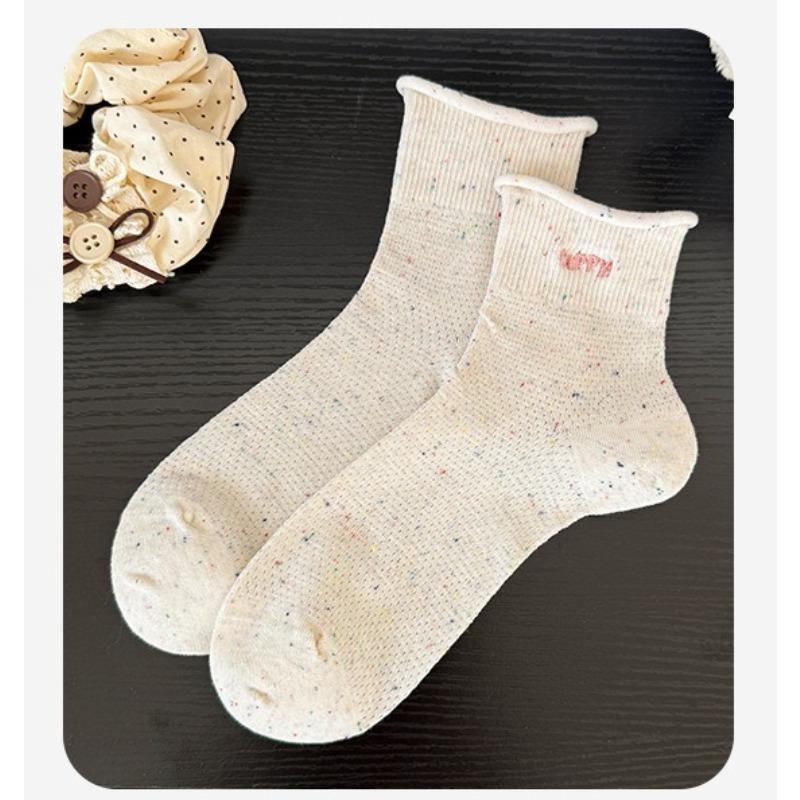 Boneless Short Tube Embroidered Bow Socks for Women, Spring and Summer Breathable Ballet-style Women's Socks, College-style Short Socks