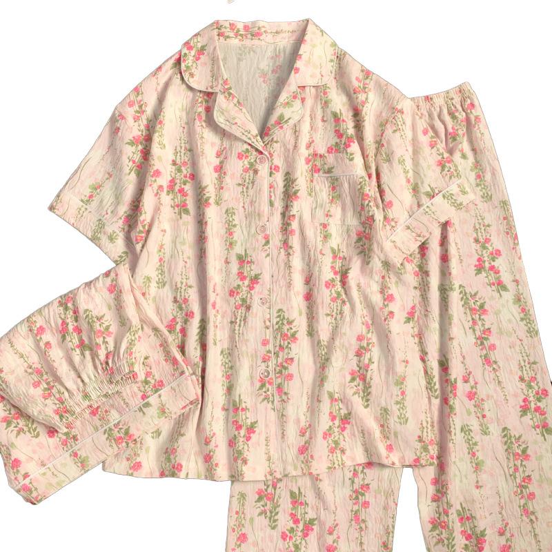 Primavera y Verano Dulce y Lindo Pijama de Tres Piezas Ropa de Casa Algodón Nube Pijama Casual Ropa de Casa Ropa de Casa Niñas Ropa de Casa