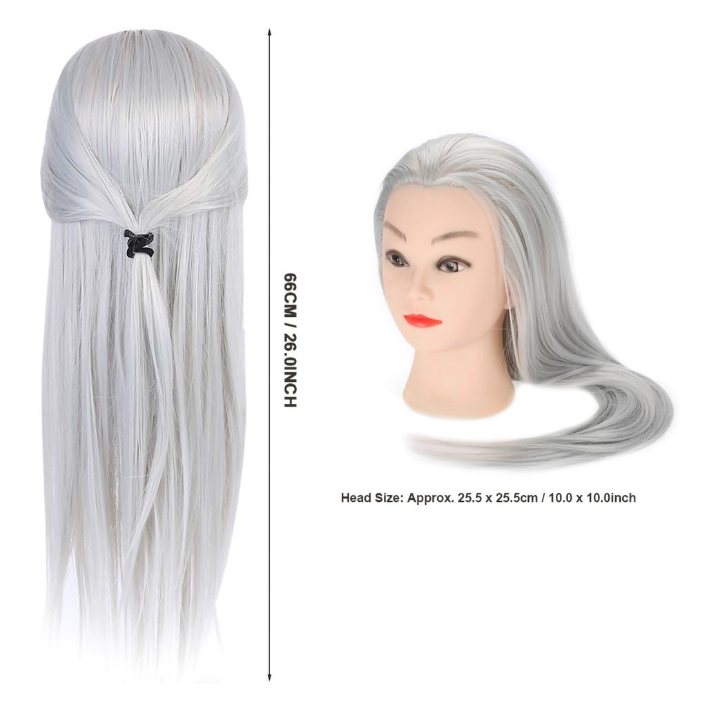 2 Colors Practice Head Mannequin Dolls Hair Salon Cosmetology Hairdressing Tool Light Gray