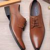 Men's Pointed Toe Leather Dress Shoes - Korean Style Wedding & Business Formal Footwear