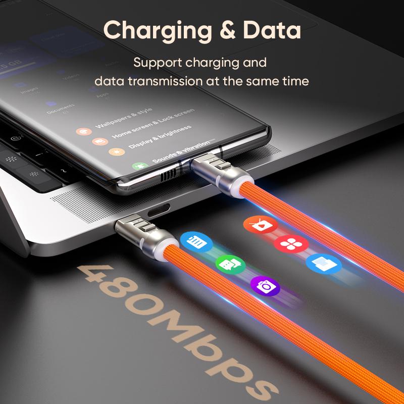240W 48V 5A Type-C to Type-C Fast Charging Data Cable With Lanyard, USB-C Quick Charge Cord Compatible With iPhone16, Samsung, Huawei & MacBook