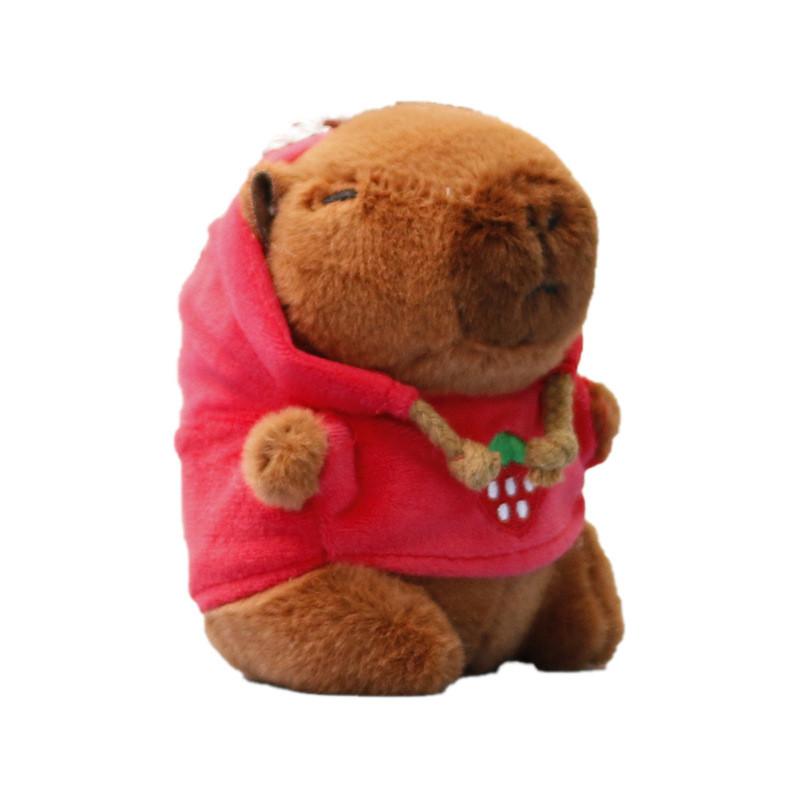 Adorable Capybara Plush Toy Cute Water Pig Keychain Doll Soft Red And Yellow Colors