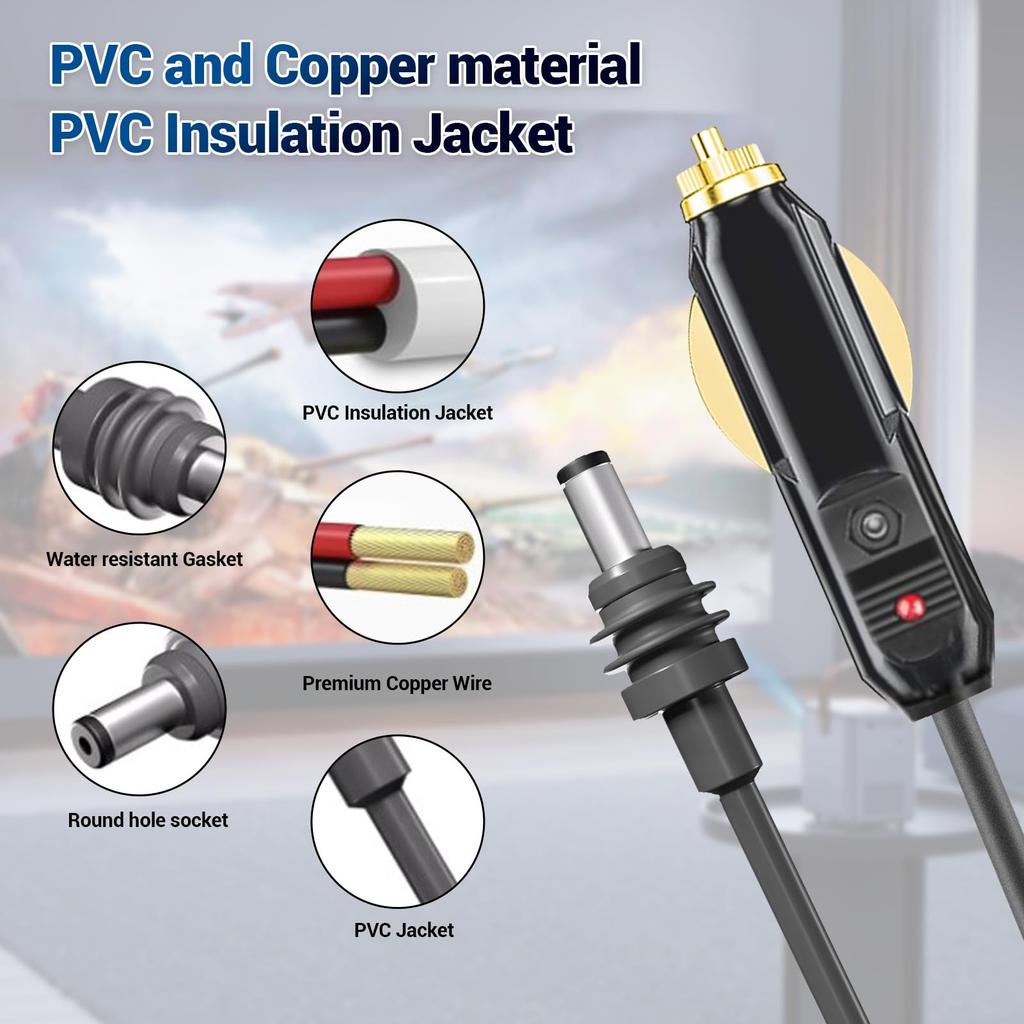 Starlink Mini Cable, Starlink Mini DC Power Cable with Cigar Lighter, 18AWG Wire, IP68