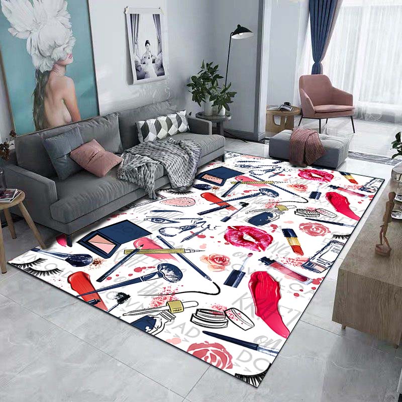 Fashion Beauty Lipstick High Heels Pattern Floor Rug 15 Sizes Living Room Bedroom Bedside Bathroom Floor Mat Area Rug Home Decor