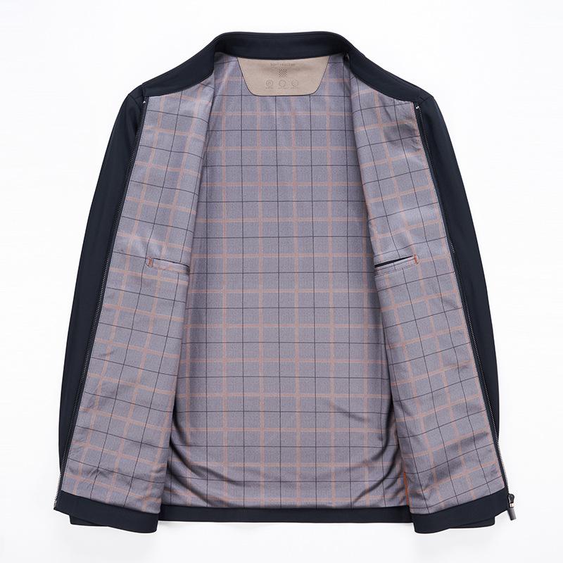 Spring and Autumn New Middle-aged Jacket Tops for Leaders and Cadres, Dad Wear, Lapel Casual Jackets, Mulberry Silk Men's Jackets