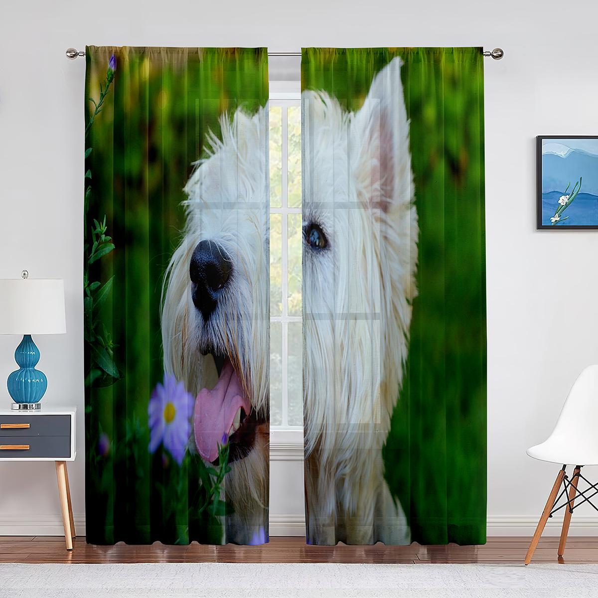 Вест-хайленд-уайт-терьер милый Вести-дог прозрачные шторы для гостиной спальни украшения — фото 8