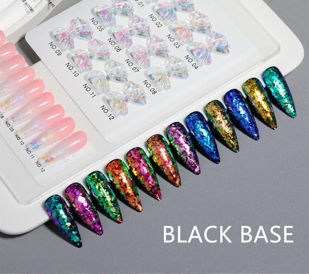 Iridescent Fairy Nail Decoration Sequins - Super Shiny 12 Colors Cloud Brocade Powder Snow Velvet 