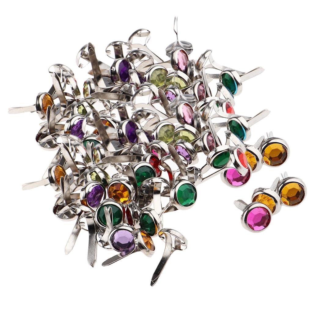 2x 50 Round Rhinestone Brads Paper Fastener used Making Scrapbook
