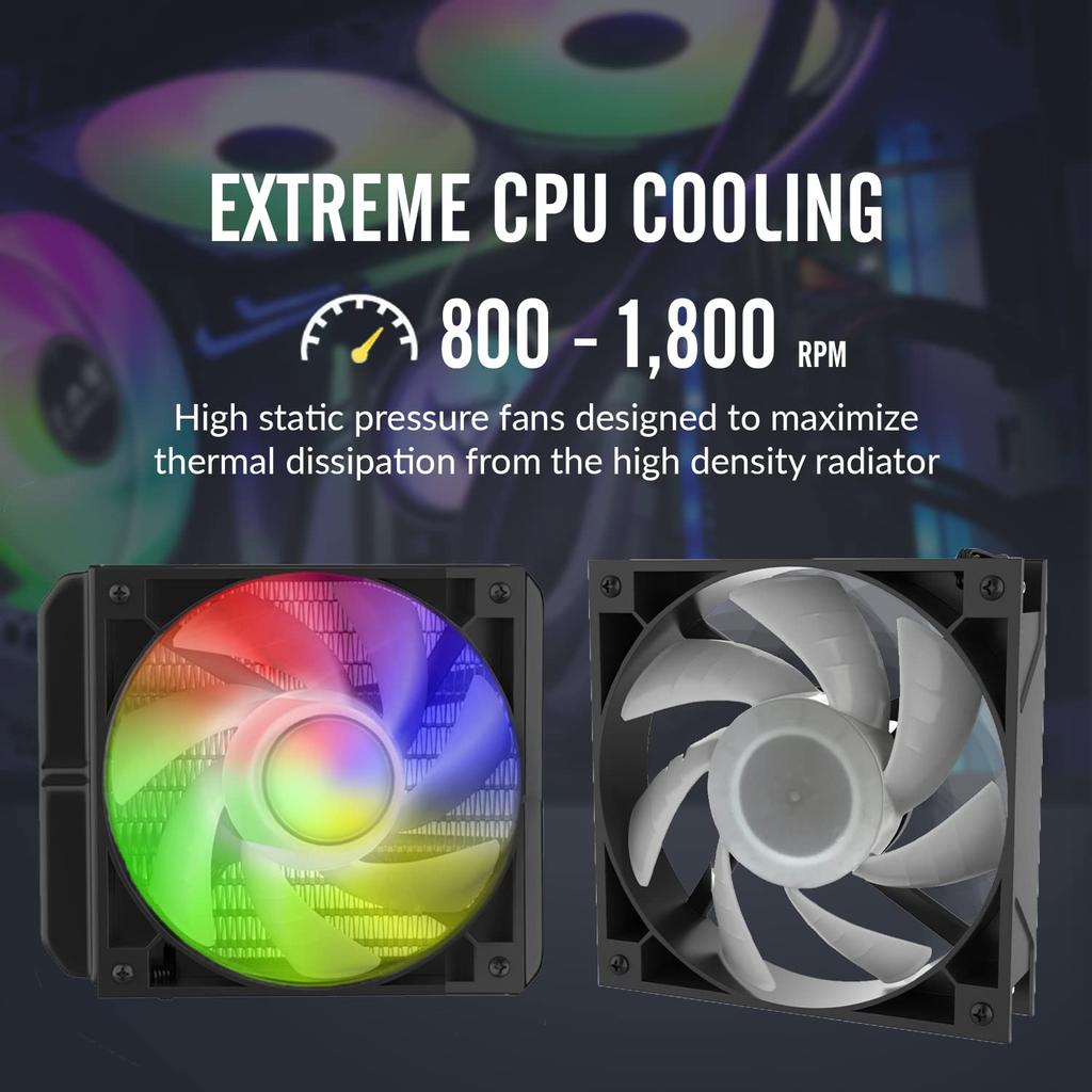 Dracaena AIO CPU Color Control 360m Quiet ARGB PWM Fan Under Compatible with AMD LGA High Flow Black Cooler, Remote, Radiator, 27DBA, AM5/AM4-Intel