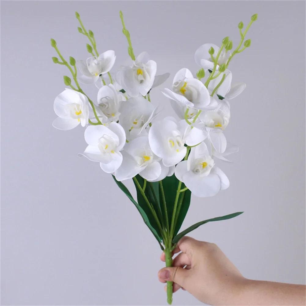 Fake Flower Artificial Flowers Artificial Bouquet Artificial Butterfly Orchids Floral Decoration Home Decor 20 Heads