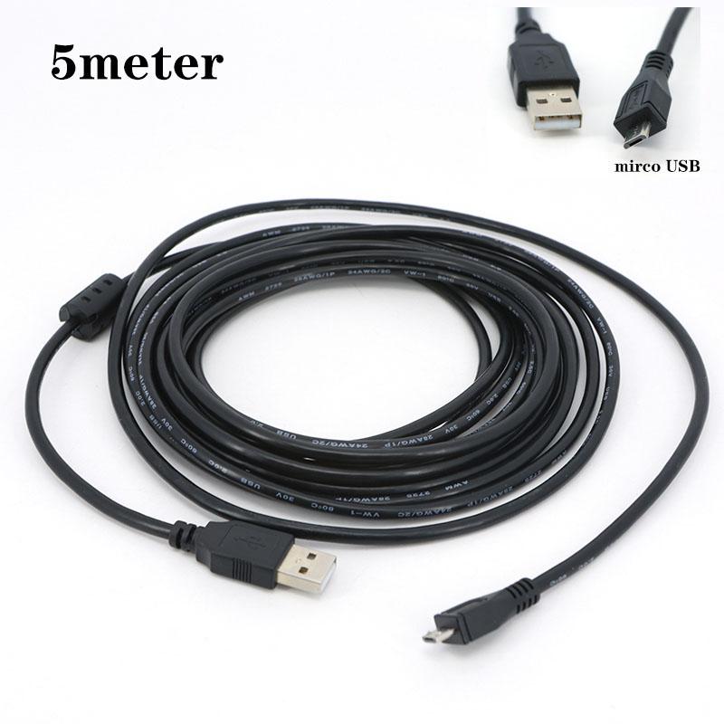 5m Micro USB 2.0 Cable USB 2.0 Type A Male To Micro B Male Foil+Braided Shielded Long Extend Connector Cord 5meter