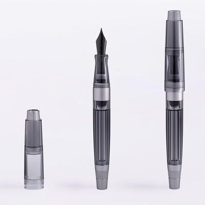Natami Vacuum-Filled Fountain Pen, Titanium & Acrylic, for Office and Business Use, Large Capacity, with Gift Case