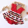 Valentine's Day Baby Kids Sleeveless Printed Romper jumpsuit+headband Set outfit