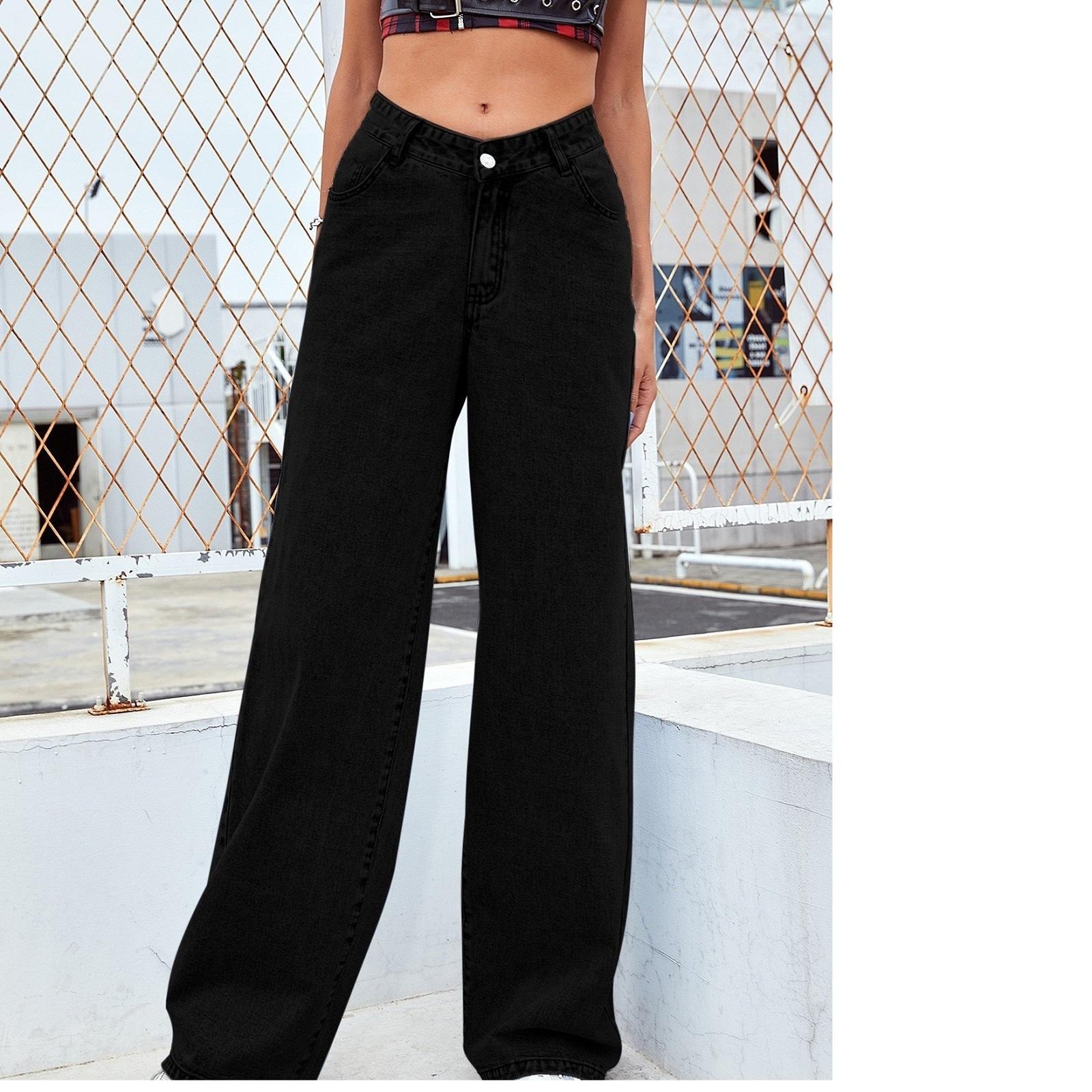 

Випрані джинси Модні прямі брюки Джинси Жіночі штани S чорний