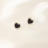 Vintage Heart Shaped Stud Earrings with Crystal Border Silver Needle Hypoallergenic Minimalist Design Elegant Fashion Jewelry for Women