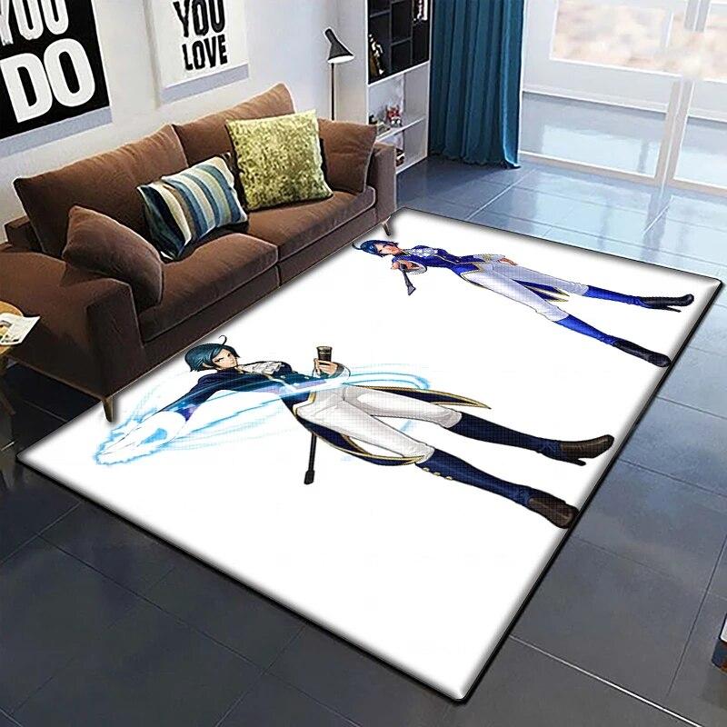 KOF Anime Krásný Malovaný Koberec do Obývacího Pokoje Velký Plošný Koberec Černý Měkký Koberec Domácí Dekorace Podložky Boho Koberce Piknik
