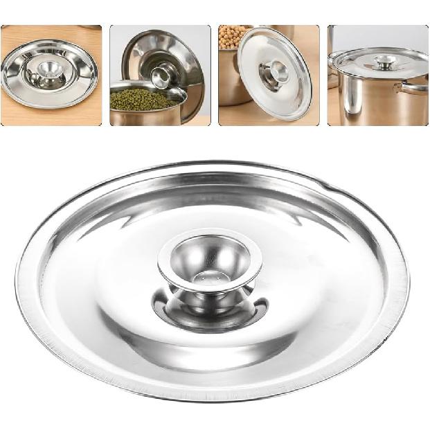 Milisten Stainless Steel Taste Cup Lid Mini Saucepan Lid Cookware Metal Seasoning Universal for Pots and Pans Universal Pot Stainless Steel 8 Inch