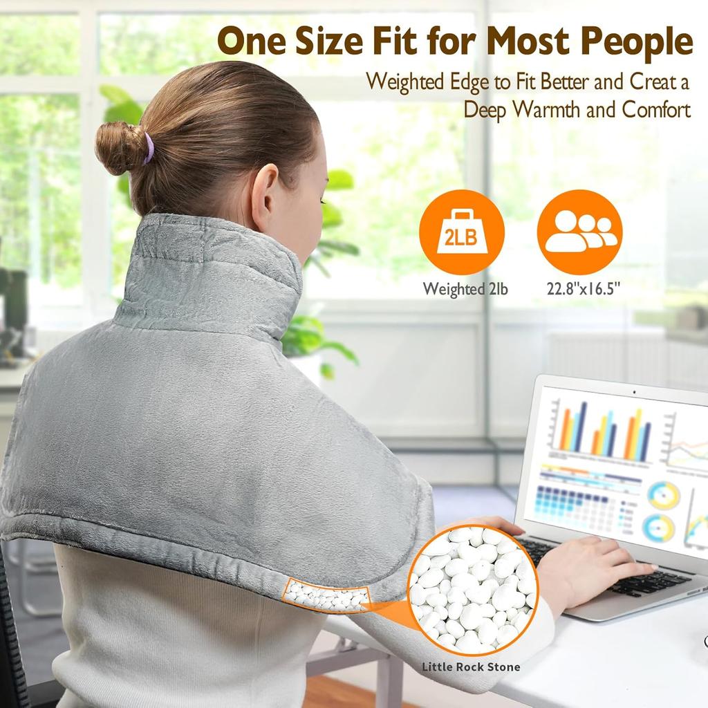 Electric Heating Pad for Neck and Shoulder with 6 Heating & 4 Timer Settings