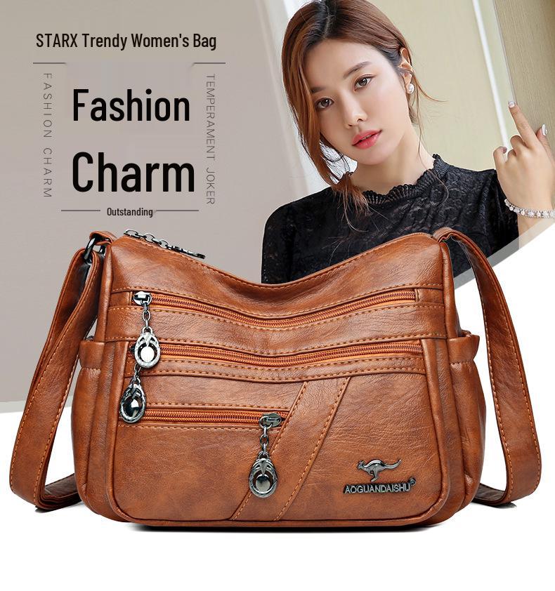 2025 Soft Leather Handbag for Women - Stylish, Simple Crossbody & Shoulder Bag for Middle-Aged Ladies