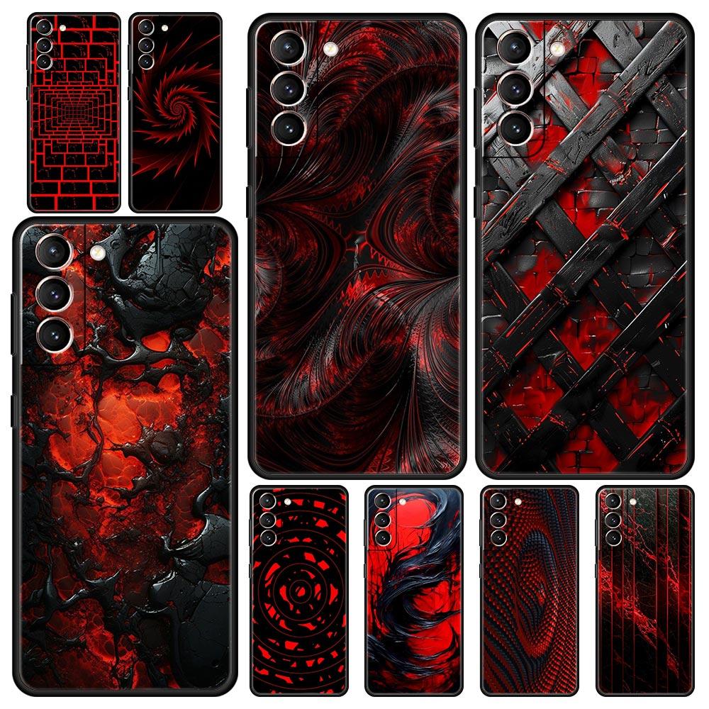 Black Red Ripple Art Phone Case for Samsung Galaxy S26 S25 S24 S23 S22 S20 S21 FE Ultra S25 Edge Plus 5G Soft TPU Cover Fundas