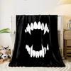 Vampire Fang Design Black and White Art print blanket soft and cozy perfect for the living room bed sofa or a nap,gift