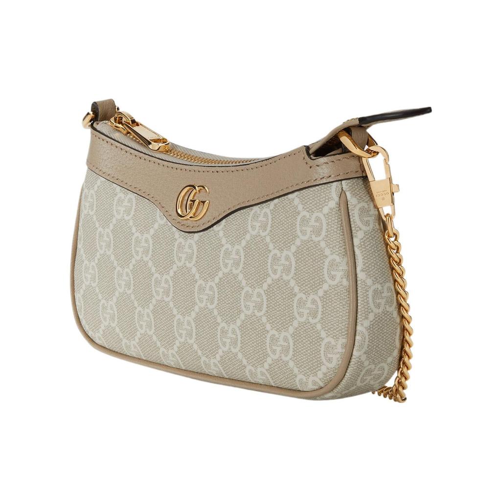 Gucci Ophidia Doppel G Logo Canvas Mini Umhängetasche Beige Braun Goldene Beschläge Kette Crossbody Tasche für Damen Tägliches Pendeln Einkaufen 764960-FACJT-9641