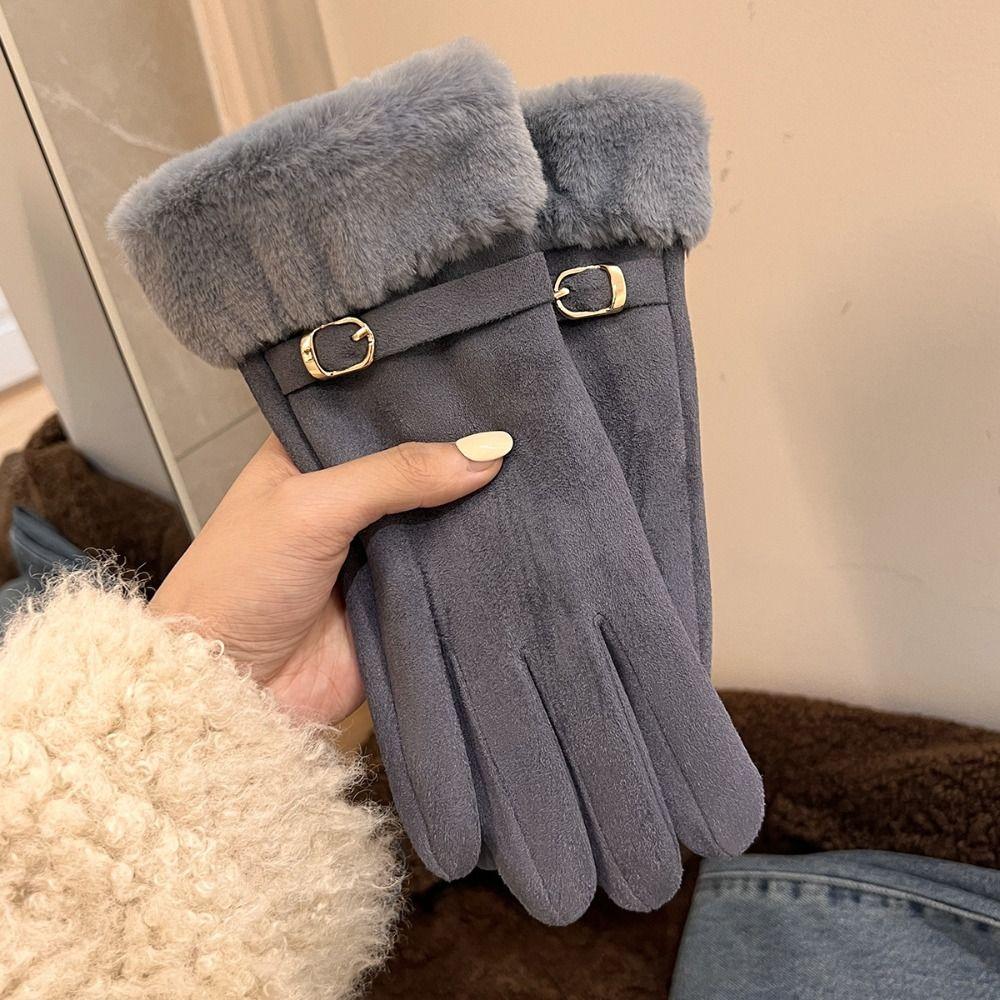 Soft Suede Gloves Windproof Women Winter Gloves Fashion Cycling Mittens  Outdoor