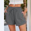 Women's Summer Casual Cotton Linen Shorts Pockets High Waist Elastic Loose Sports Shorts Woman Oversized Shorts Pants Female
