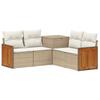 Sofa Set 5 Pieces Beige and Cream White Poly Rattan and Steel