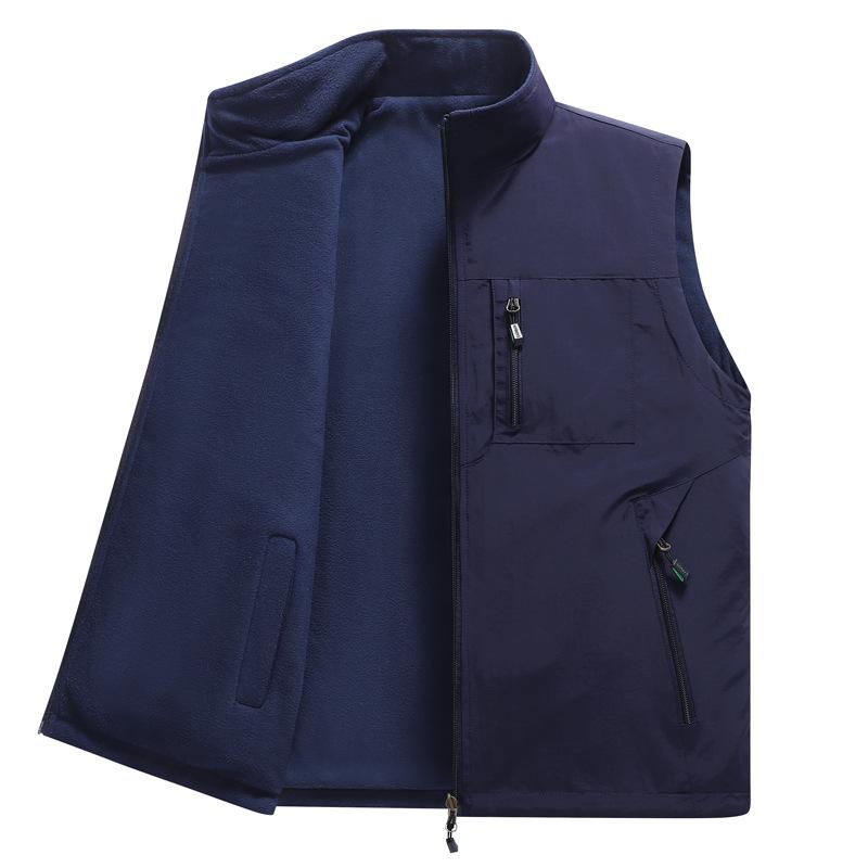 New Autumn and Winter Vest Men's Earthy Outdoor Leisure Middle-aged and Young People Plus Velvet Fishing Vest Vest Horse Clip Sports Jacket Men